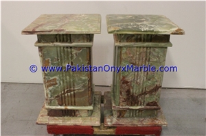 Green Onyx Pedestals Hand Carved Pillars
