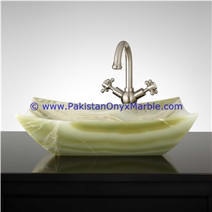 Green Onyx Rectangle Shaped Sinks Basins
