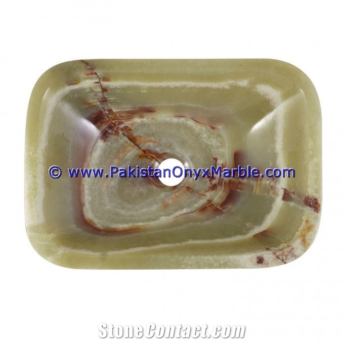 Green Onyx Rectangle Shaped Sinks Basins