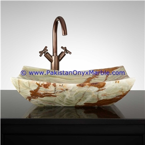 Green Onyx Rectangle Shaped Sinks Basins