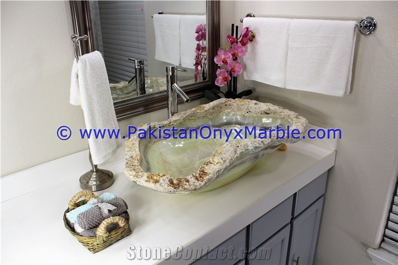 Green Onyx Rough Rectangle Shaped Sinks Basins