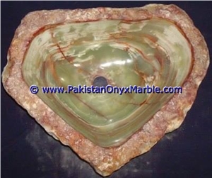 Green Onyx Rough Rectangle Shaped Sinks Basins