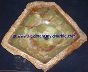 Green Onyx Rough Rectangle Shaped Sinks Basins