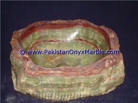 Green Onyx Rough Rectangle Shaped Sinks Basins