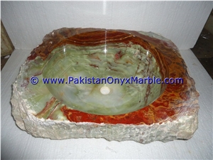 Green Onyx Rough Rectangle Shaped Sinks Basins