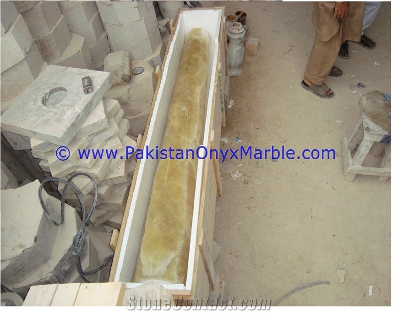 Honey Onyx Columns Handcarved Pillars