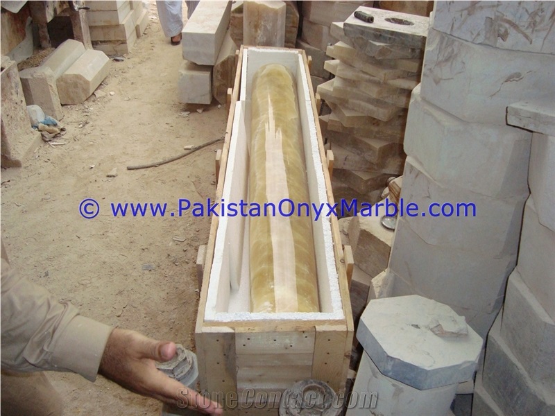 Honey Onyx Columns Handcarved Pillars