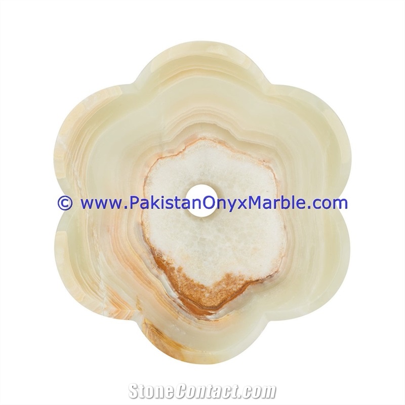 Jade Green Onyx Flower Shaped Sinks Basins