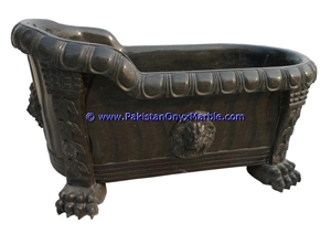 Jet Black Marble Freestanding Bathtub