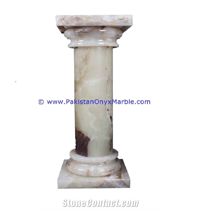 Light Green Onyx Columns Handcarved Pillars