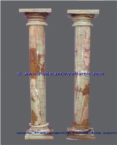 Light Green Onyx Columns Handcarved Pillars
