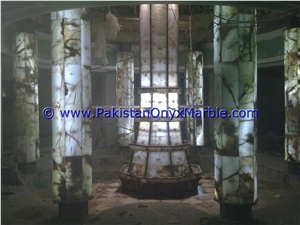 Light Green Onyx Columns Handcarved Pillars