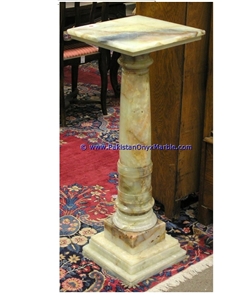 Light Green Onyx Pedestals Hand Carved Pillars