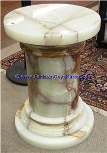 Light Green Onyx Pedestals Hand Carved Pillars