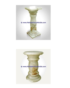 Light Green Onyx Pedestals Hand Carved Pillars