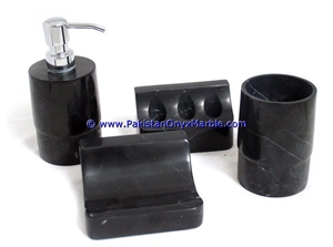 Marble Bathroom Accessories Set Jet Black Tumbler