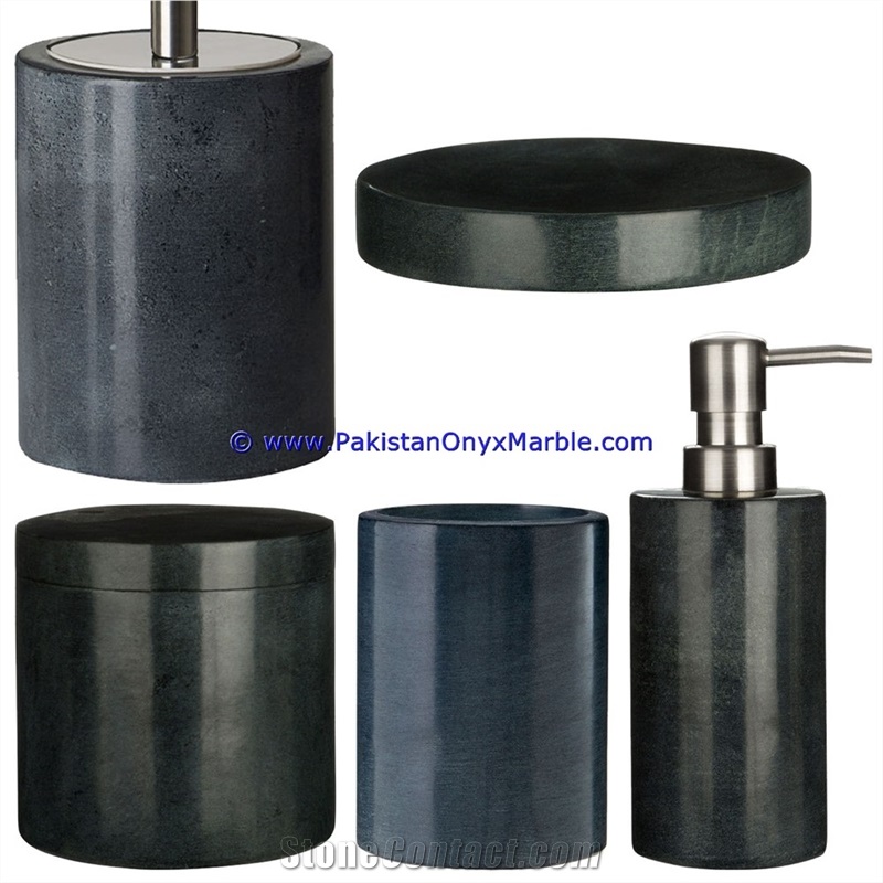 Marble Bathroom Accessories Set Jet Black Tumbler
