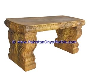 Marble Benches Table Natural Teakwood Burmateak