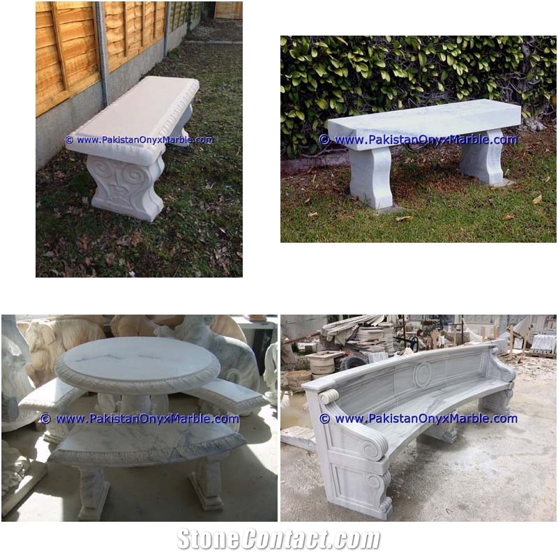 Marble Benches Table Natural Ziarat White