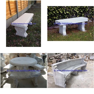 Marble Benches Table Natural Ziarat White