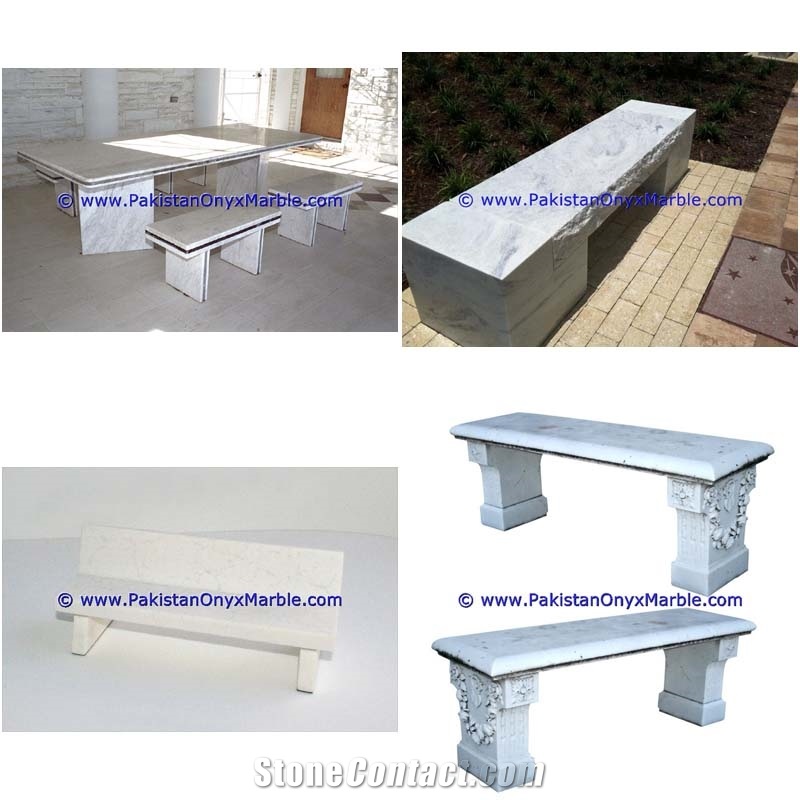 Marble Benches Table Natural Ziarat White