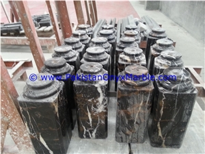 Marble Columns Pillars Bases Black and Gold Marble