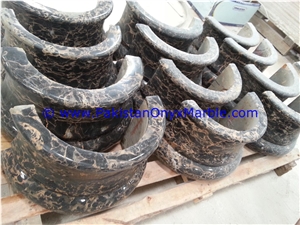 Marble Columns Pillars Bases Black and Gold Marble