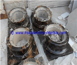 Marble Columns Pillars Bases Black and Gold Marble