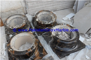 Marble Columns Pillars Bases Black and Gold Marble
