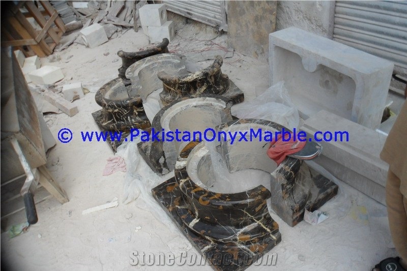 Marble Columns Pillars Bases Black and Gold Marble
