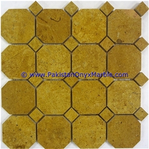 Marble Mosaic Tiles Indus Gold Inca Basket Weave