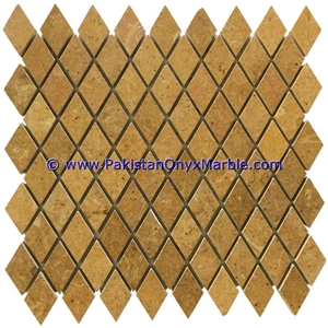 Marble Mosaic Tiles Indus Gold Inca Basket Weave