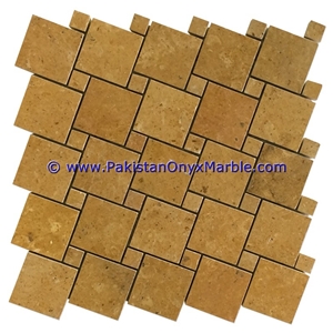 Marble Mosaic Tiles Indus Gold Inca Basket Weave