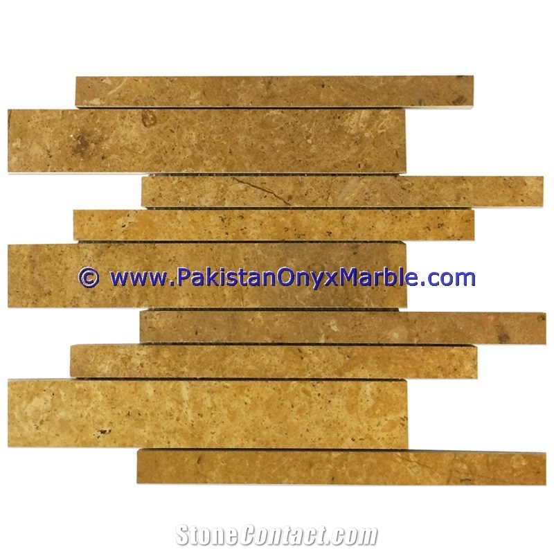 Marble Mosaic Tiles Indus Gold Inca Basket Weave