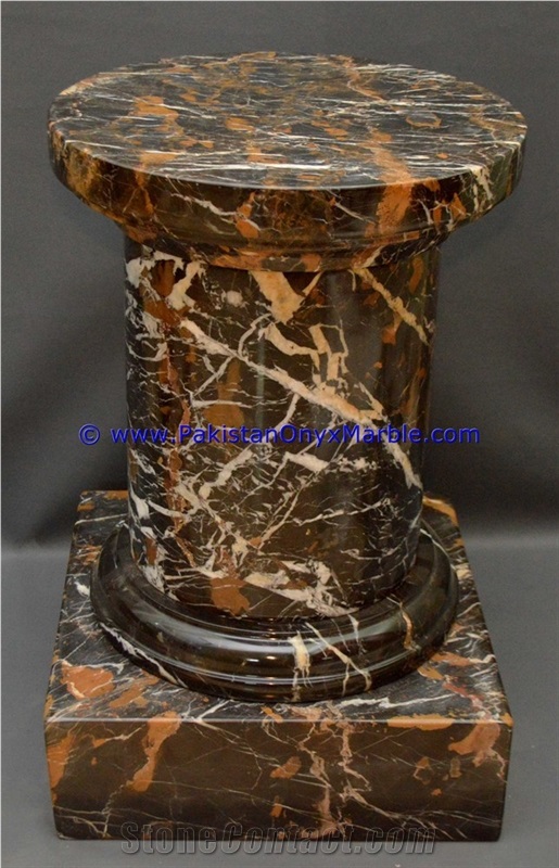 Marble Pedestals Stand Display Black and Gold