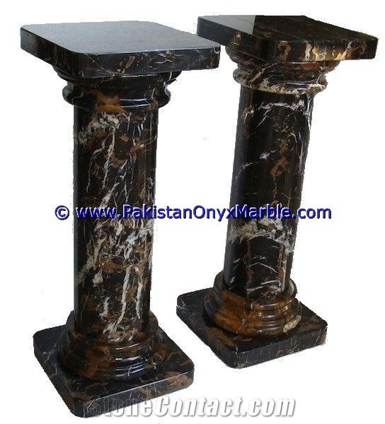 Marble Pedestals Stand Display Black and Gold