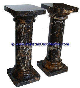Marble Pedestals Stand Display Black and Gold