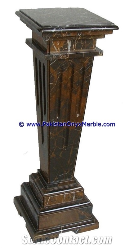 Marble Pedestals Stand Display Black and Gold