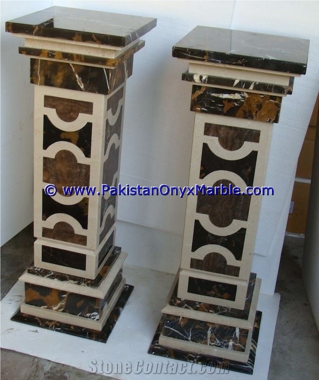 Marble Pedestals Stand Display Multi Stone Marble