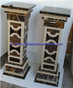 Marble Pedestals Stand Display Multi Stone Marble