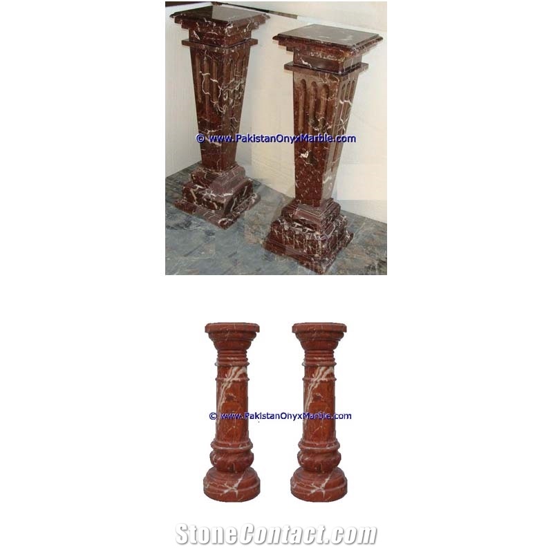 Marble Pedestals Stand Display Red Zebra Marble