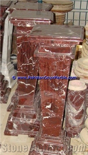 Marble Pedestals Stand Display Red Zebra Marble