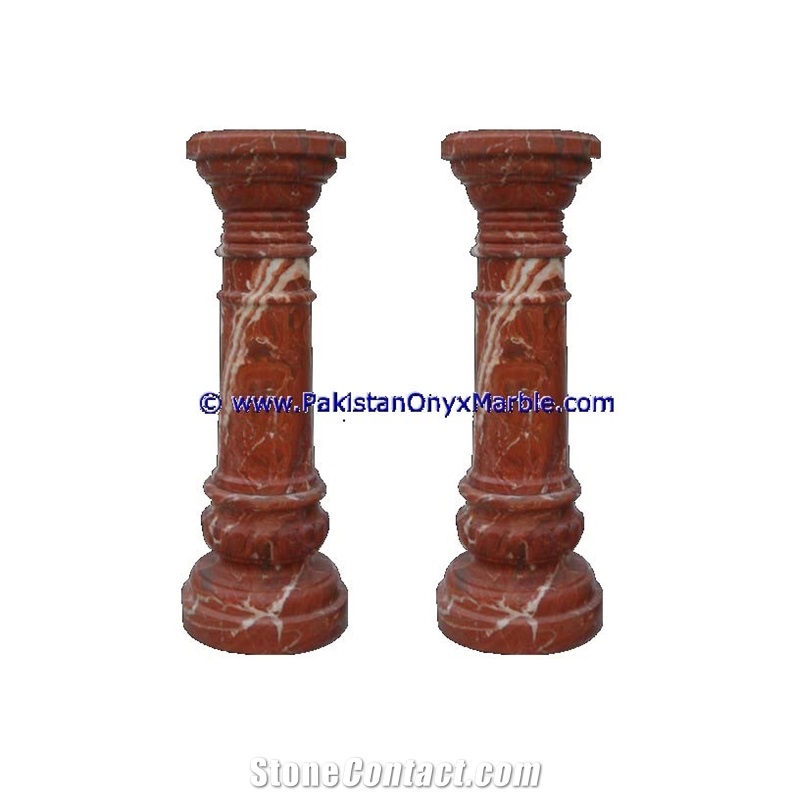 Marble Pedestals Stand Display Red Zebra Marble