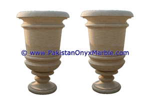 Marble Planters Handcarved Decorated Beige Color