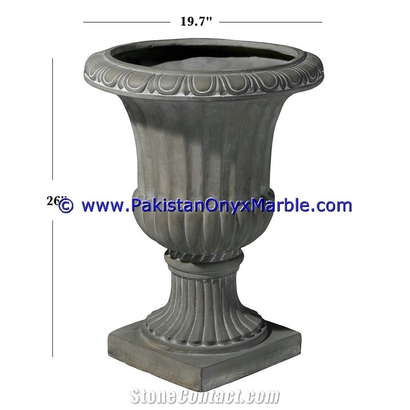 Marble Planters Handcarved Decorated Beige Color