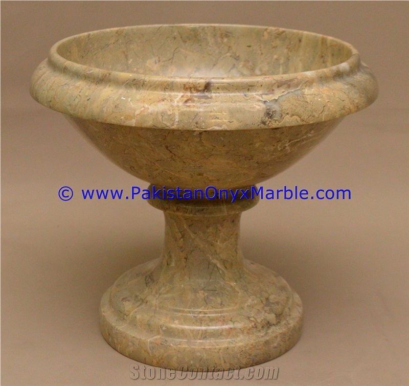 Marble Planters Handcarved Decorated Beige Color