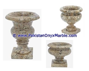 Marble Planters Handcarved Decorated Fossil Corel