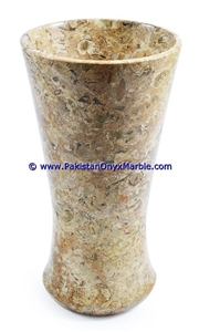 Marble Planters Handcarved Decorated Fossil Corel