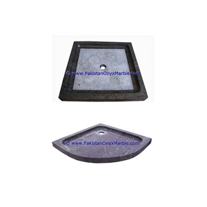 Marble Shower Tray Black and Gold , Jet Black