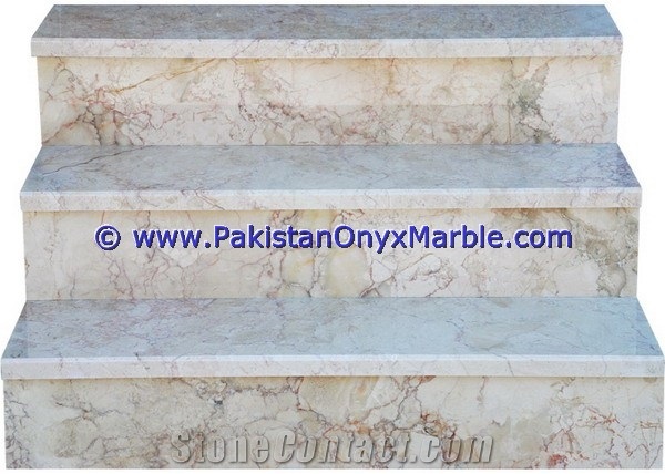 Marble Stairs Steps Risers Beige Marble Modern